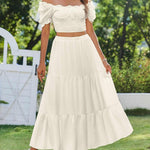 Nadorine Boho Maxi Flowy Elastic A-Line Tiered Floral Skirts
