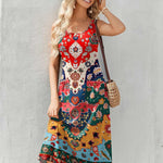 Nadorine Floral Beach Sundress Casual A-Line Midi Tank Dresses