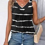 Nadorine Tank Tops Loose Fit V Neck Ruched Sleeveless Tops