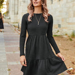 Nadorine Women's Autumn Dress Long Sleeve Round Neck Knitted Dress