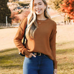 Nadorine Women's Crew Neck Cropped Sweater Long Sleeve Knit Tops