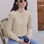 Nadorine Women's Knitted Jumper Elegant Crew Neck Pullover