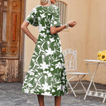 Nadorine Midi Floral Flutter Short Sleeve Casual Dresses with Pockets
