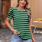 Nadorine Blouse Dressy Casual Puff Short Sleeve Boho Tops