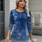 Nadorine 3/4 Length Sleeve Women Tops Blouses