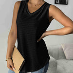Nadorine Women Eyelet Tank Tops Sleeveless Shirts V Neck Cute Top