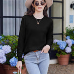 Nadorine Women's Knitted Jumper Elegant Crew Neck Pullover
