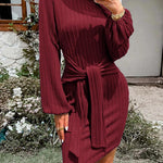 Nadorine Women's Casual Knit Dress Long Sleeve Bodycon Dress
