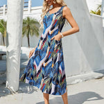 Nadorine Floral Beach Sundress Casual A-Line Midi Tank Dresses