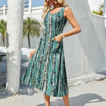 Nadorine Floral Beach Sundress Casual A-Line Midi Tank Dresses