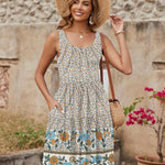 Nadorine Boho Floral Casual Tank Dresses with Pockets