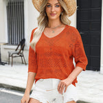 Nadorine Women's Crochet Off The Shoulder Hollow Out Knit Tops