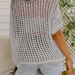 Nadorine Short Sleeve Crochet Sweater Tops