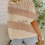 Nadorine Short Sleeve Crochet Sweater Tops