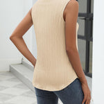 Nadorine Sleeveless Button Down Shirts V Neck Solid Tank Tops