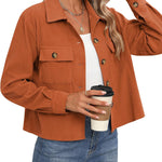 Zeagoo Womens Fashion Cropped Shackets Button Down Crop Jackets