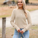 Nadorine Women's Fall Crewneck Cropped Sweater