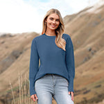 Nadorine Women's Long Sleeve Sweater Casual Ribbed Knit Pullover