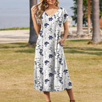 Nadorine Floral Dress Short Sleeve Beach Dress