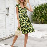 Nadorine A-line dress V-neck floral dress elegant summer dresses (DE Only)