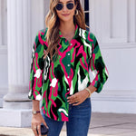 Nadorine Button Down Shirts Dressy Floral Printed Blouse