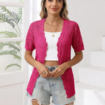 Nadorine Women's Short Sleeve Cardigan V-Neck Button up Sweater