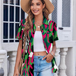 Nadorine Button Down Shirt Bust Pocket Short Sleeve Blouses