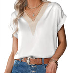 Nadorine Short Sleeve Satin Blouses