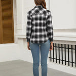 Nadorine Women's Checked Blouse Long Sleeve V-Neck Shirt (DE Only)