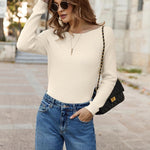 Nadorine Knitted Pullover Ribbed Long Sleeve Pullover (DE Only)