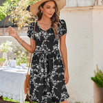 Zeagoo Womens Floral Pleated Button Down Petal Mini Dress