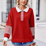 Zeagoo Women's Sweatshirt Striped Long Sleeve Henley Button Tunic Tops