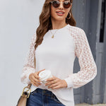 Nadorine Elegant Blouse Long Sleeve Crew Neck T Shirt (DE Only)