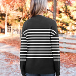 Nadorine Crewneck Pullover Long Sleeve Knit Side Slit Sweater