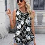 Zeagoo Women's Tank Tops Crew Neck Sleeveless Floral Tops