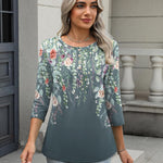 Nadorine 3/4 Length Sleeve Women Tops Blouses