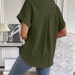 Nadorine Short Sleeve Casual Roll-Up Cuffed Tops