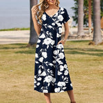 Nadorine Floral Dress Short Sleeve Beach Dress
