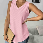 Nadorine Women Eyelet Tank Tops Sleeveless Shirts V Neck Cute Top