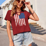 Nadorine T Shirts Women American Flag Tops