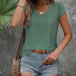 Nadorine T Shirt Women's V-Neck Short Sleeve Blouse Top (DE Only)
