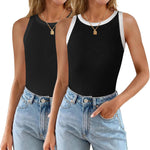 Nadorine 2 Pack Tank Tops Sleeveless Ribbed Shirts