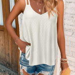 Nadorine Flowy Strap Eyelet Embroidery Sleeveless Casual Tank Top
