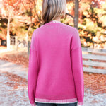 Nadorine Crewneck Pullover Long Sleeve Knit Side Slit Sweater