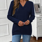 Nadorine Sweaters for Women Long Sleeve Shirts V Neck Knit Pullover