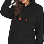 Women Quilted Sweatshirt, Casual Hoodies Pullover with Long Sleeve Hooded Sweatshirt (Us Only)