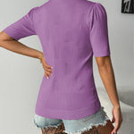 Nadorine Short Sleeve Sweaters Soft Casual V Neck Pullover Tops