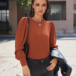 Nadorine Women's Knit Pullover Sweater Soft Puff Long Sleeve Shirt