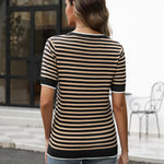 Zeagoo Womens Casual Short Sleeve Striped Sweater Shirt