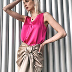Nadorine Women's Satin Tank Top Sleeveless Blouse
